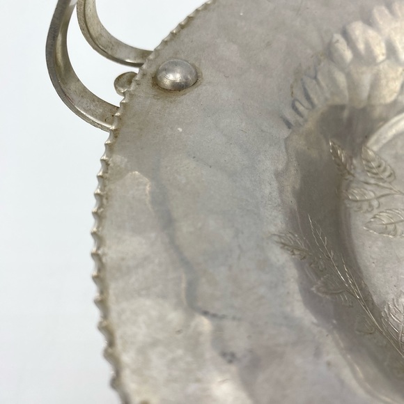 Vintage Wild Rose Continental Silver Co. Metal 8" Basket #1088 - Picture 6 of 9